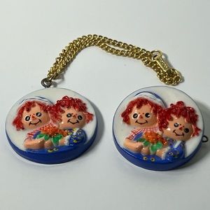 Vintage 1974 Raggedy Ann & Andy The Bobbs-Merrill Barrette & Bracelet